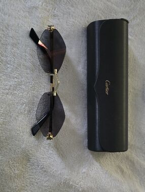 Cartier Rimless Sunglasses in Dark Brown and Gold